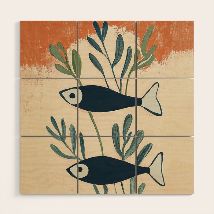 Two Swimming Fish Wood Wall Art Gallery Image 1
