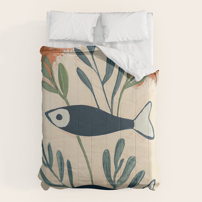 Two Swimming Fish Comforter Gallery Image 1