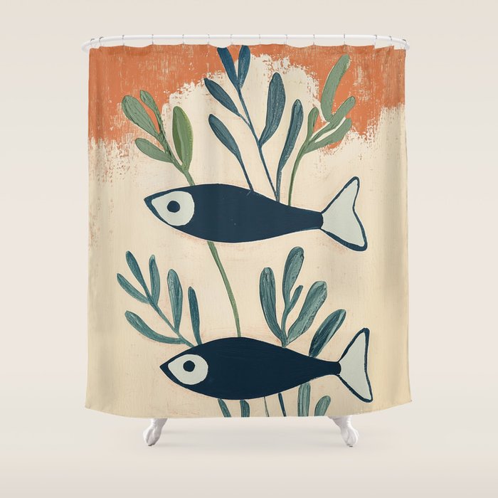 Two Swimming Fish Shower Curtain Gallery Image 1