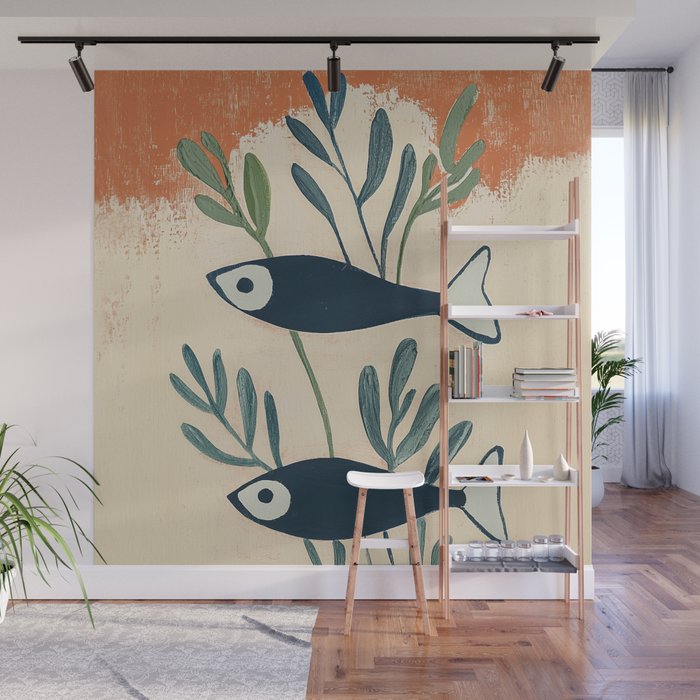 Two Swimming Fish Wall Mural Gallery Image 1