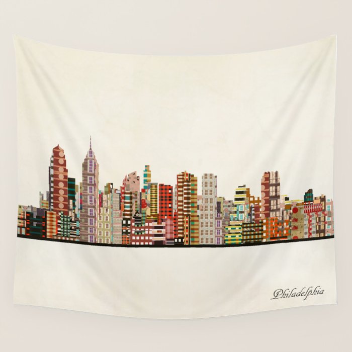 philadelphia skyline Wall Tapestry Gallery Image 1