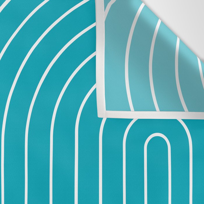 Minimal Line Curvature XV Bright Aqua Mid Century Modern Arch Abstract Wall Tapestry Gallery Image 3