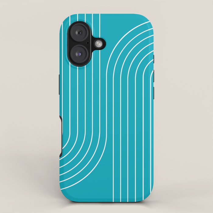 Minimal Line Curvature XV Bright Aqua Mid Century Modern Arch Abstract iPhone Case Gallery Image 1