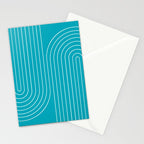 Minimal Line Curvature XV Bright Aqua Mid Century Modern Arch Abstract Stationery Card Gallery Image 2