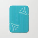 Minimal Line Curvature XV Bright Aqua Mid Century Modern Arch Abstract Bath Mat Gallery Image 1