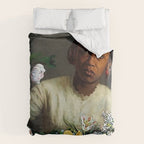 African American Masterpiece 'Young Woman with Peonies' by Frederic Bazille Duvet Cover Gallery Image 6