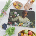 African American Masterpiece 'Young Woman with Peonies' by Frederic Bazille Cutting Board Gallery Image 2