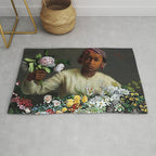 African American Masterpiece 'Young Woman with Peonies' by Frederic Bazille Rug Gallery Image 1
