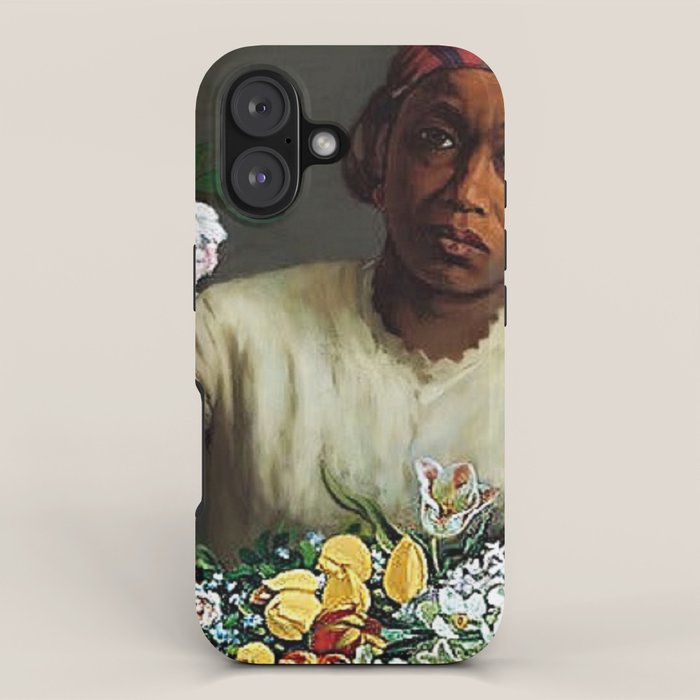 African American Masterpiece 'Young Woman with Peonies' by Frederic Bazille iPhone Case Gallery Image 1