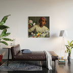 African American Masterpiece 'Young Woman with Peonies' by Frederic Bazille Wood Wall Art Gallery Image 2