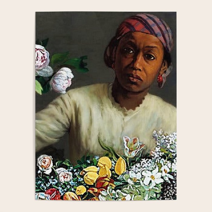 African American Masterpiece 'Young Woman with Peonies' by Frederic Bazille Poster Gallery Image 4