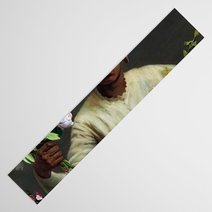 African American Masterpiece 'Young Woman with Peonies' by Frederic Bazille Table Runner Gallery Image 3