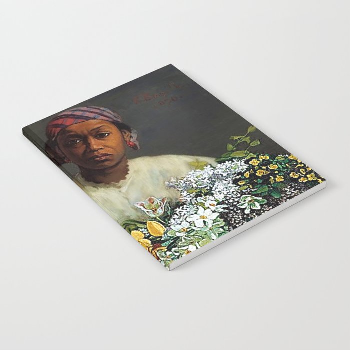 African American Masterpiece 'Young Woman with Peonies' by Frederic Bazille Notebook Gallery Image 2