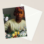 African American Masterpiece 'Young Woman with Peonies' by Frederic Bazille Stationery Card Gallery Image 2