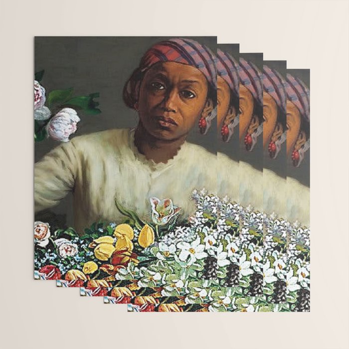 African American Masterpiece 'Young Woman with Peonies' by Frederic Bazille Wrapping Paper Gallery Image 3