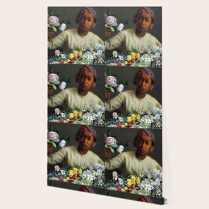 African American Masterpiece 'Young Woman with Peonies' by Frederic Bazille Wallpaper Gallery Image 2