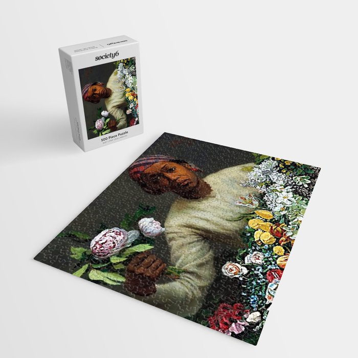 African American Masterpiece 'Young Woman with Peonies' by Frederic Bazille Jigsaw Puzzle Gallery Image 2