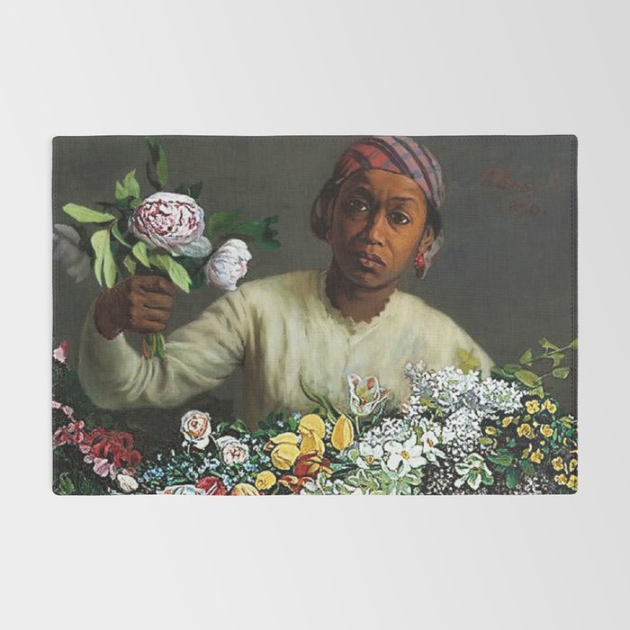 African American Masterpiece 'Young Woman with Peonies' by Frederic Bazille Rug Gallery Image 2