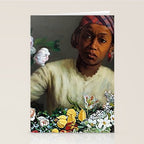 African American Masterpiece 'Young Woman with Peonies' by Frederic Bazille Stationery Card Gallery Image 2
