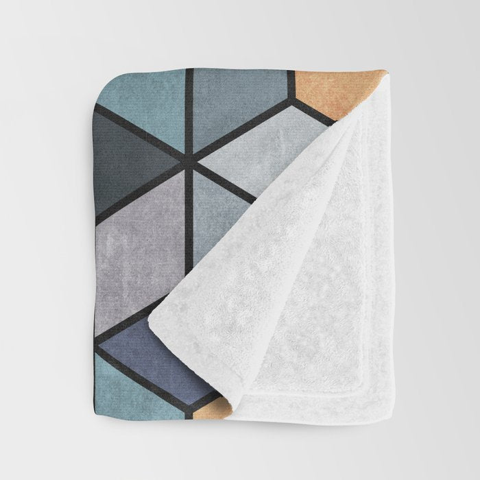 Colorful Concrete Cubes - Blue, Grey, Brown Throw Blanket Gallery Image 3