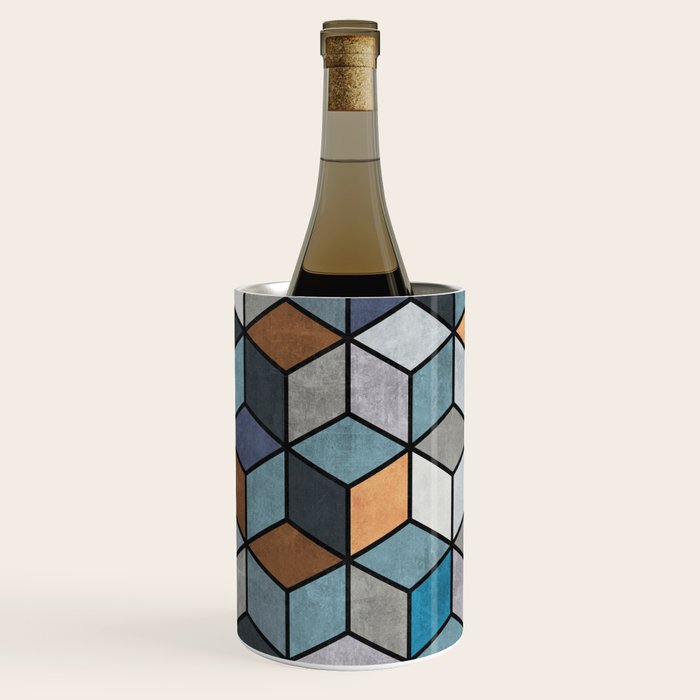 Colorful Concrete Cubes - Blue, Grey, Brown Wine Chiller Gallery Image 1
