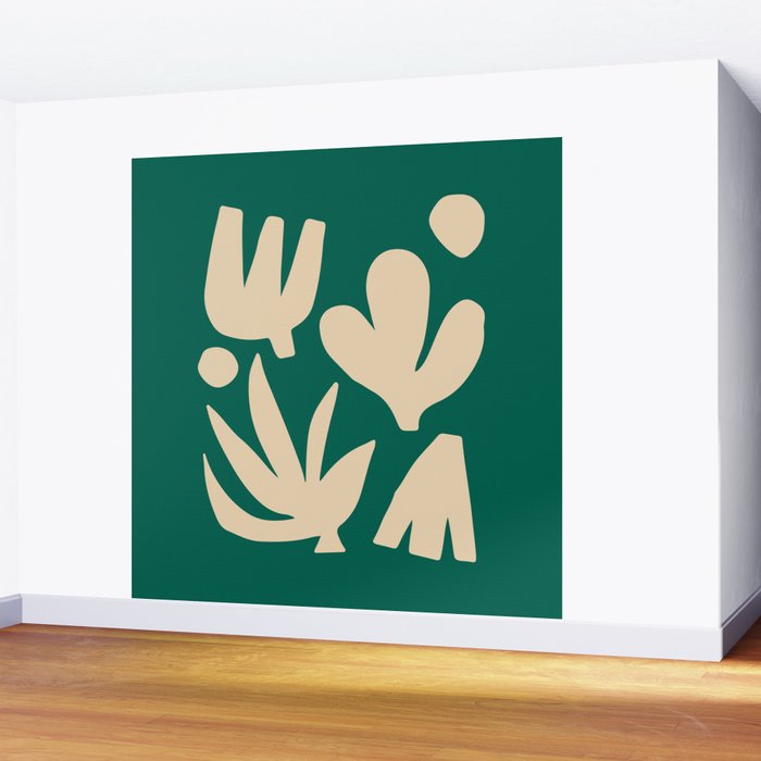 Bottle Green Collage: Paper Cutouts Matisse Edition Wall Mural Gallery Image 2