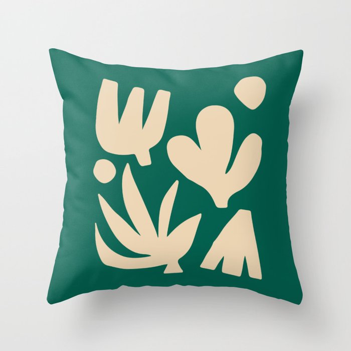 Bottle Green Collage: Paper Cutouts Matisse Edition Throw Pillow Gallery Image 6
