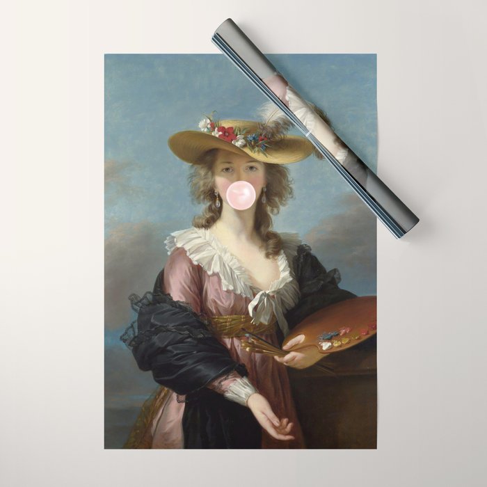 Bubble Gum Diva in a Straw Hat Wrapping Paper Gallery Image 1