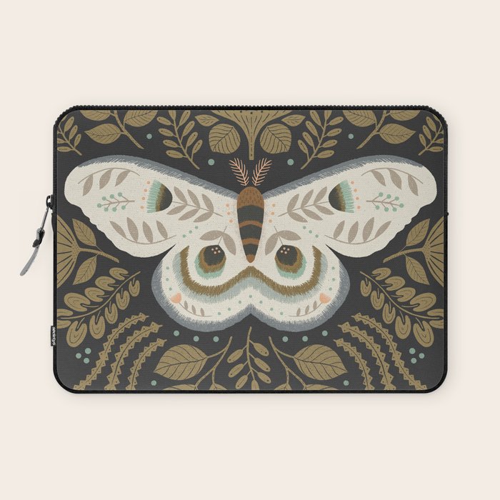 Folk Art Moth - Black Laptop Sleeve Gallery Image 1