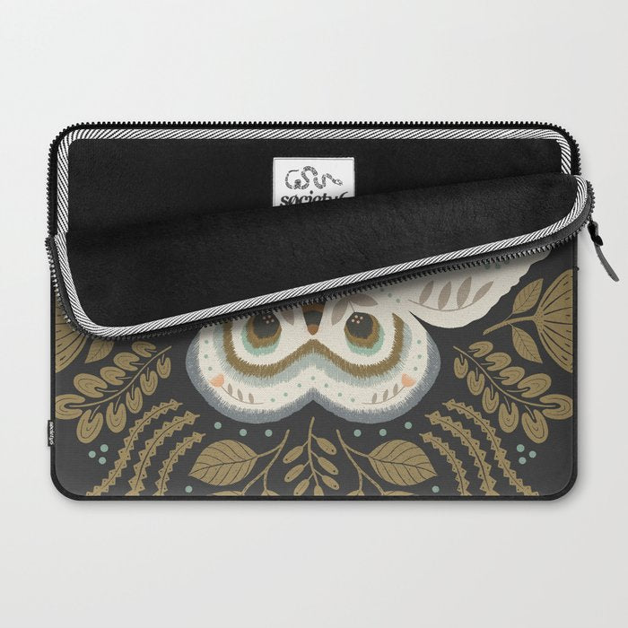 Folk Art Moth - Black Laptop Sleeve Gallery Image 2