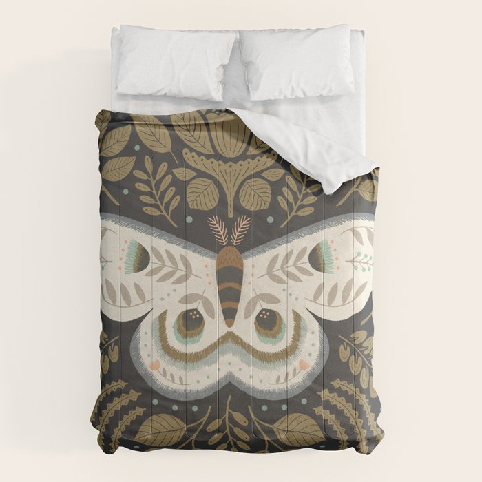 Folk Art Moth - Black Comforter Gallery Image 6
