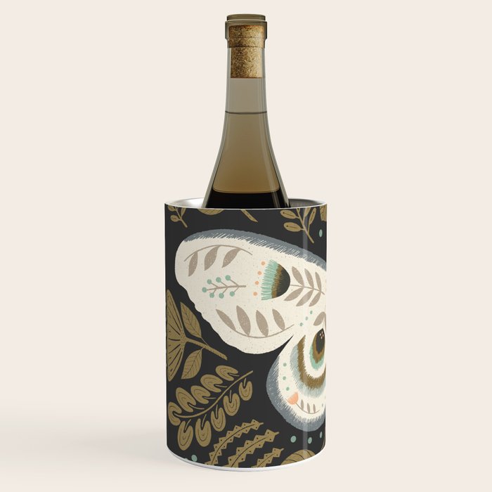 Folk Art Moth - Black Wine Chiller Gallery Image 2