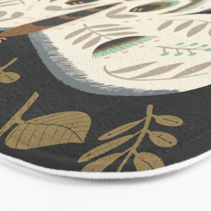 Folk Art Moth - Black Bath Mat Gallery Image 3