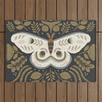 Folk Art Moth - Black Outdoor Rug Gallery Image 1