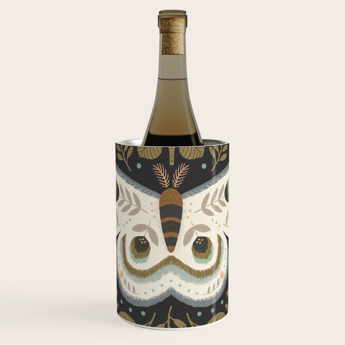Folk Art Moth - Black Wine Chiller Gallery Image 1