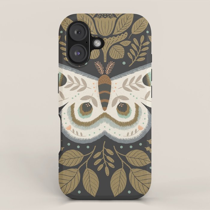 Folk Art Moth - Black iPhone Case Gallery Image 1