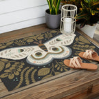 Folk Art Moth - Black Outdoor Rug Gallery Image 2