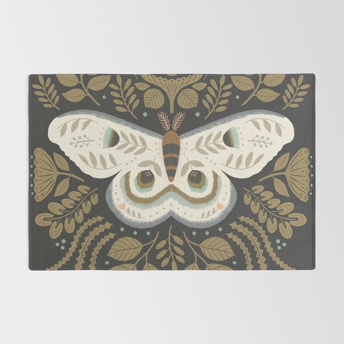 Folk Art Moth - Black Rug Gallery Image 2