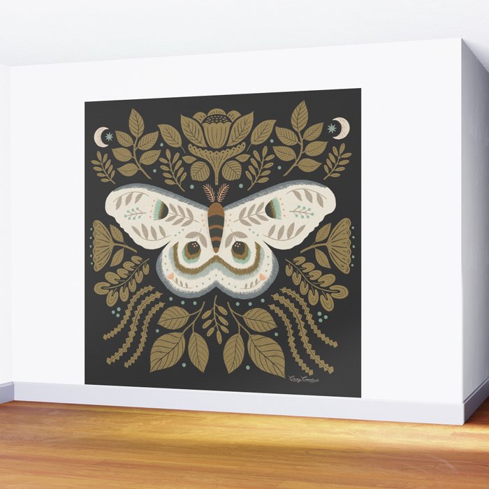 Folk Art Moth - Black Wall Mural Gallery Image 2