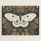 Folk Art Moth - Black Jigsaw Puzzle Gallery Image 1