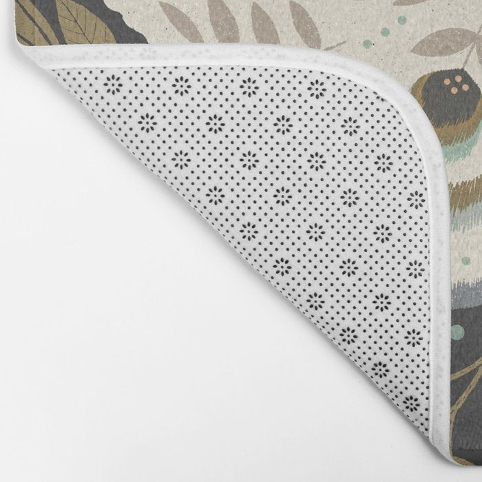 Folk Art Moth - Black Bath Mat Gallery Image 2