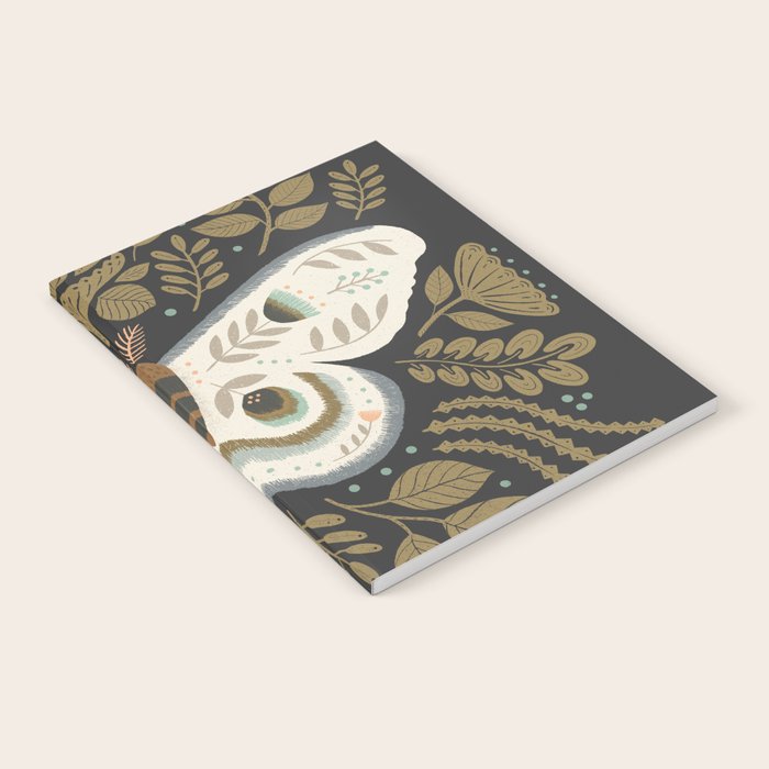 Folk Art Moth - Black Notebook Gallery Image 2