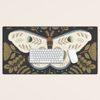 Folk Art Moth - Black Desk Mat Gallery Image 1
