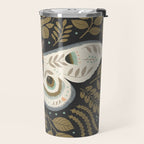 Folk Art Moth - Black Travel Mug Gallery Image 2