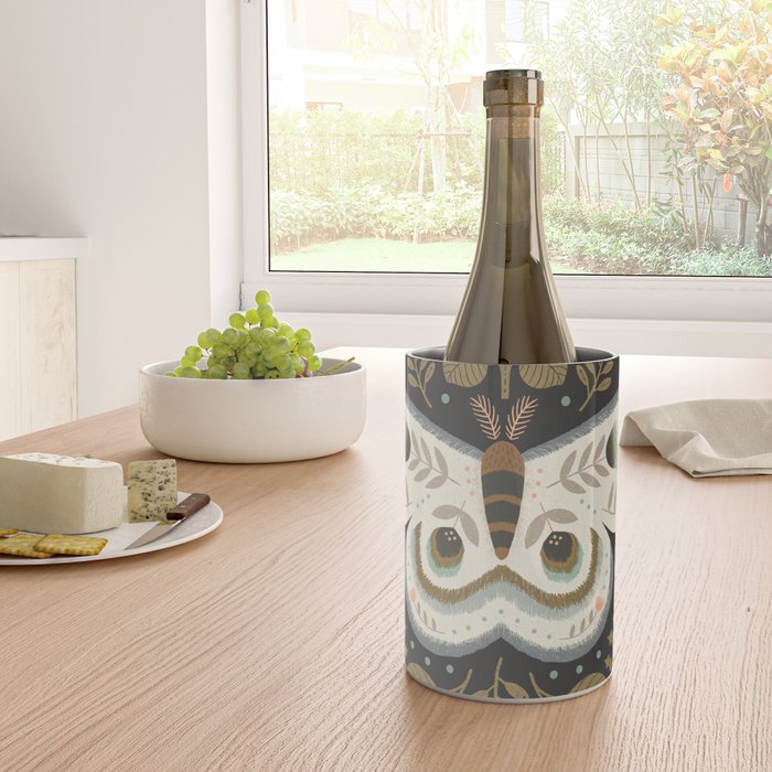 Folk Art Moth - Black Wine Chiller Gallery Image 4
