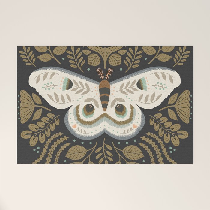 Folk Art Moth - Black Welcome Mat Gallery Image 1