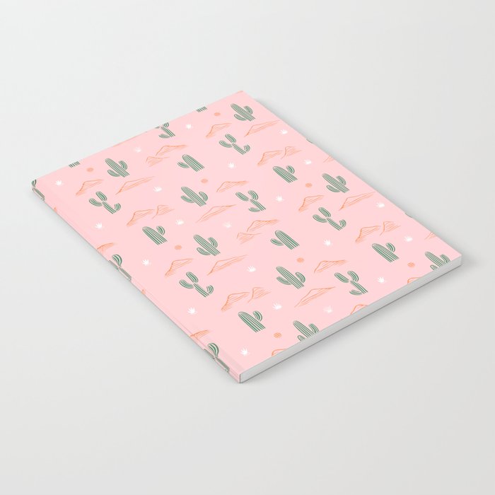 Retro hand drawn cactus plant pattern Notebook Gallery Image 1