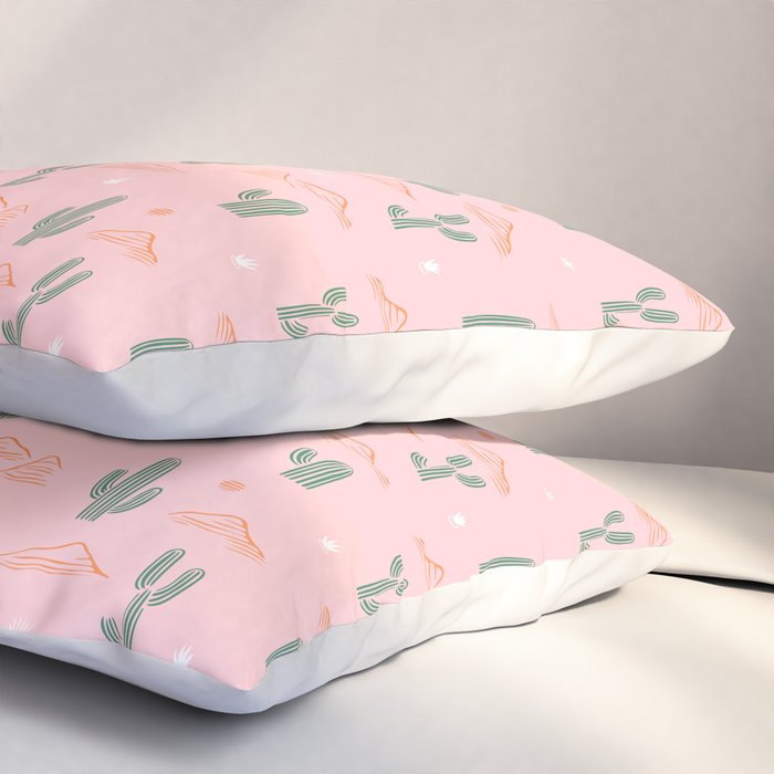 Retro hand drawn cactus plant pattern Pillow Sham Gallery Image 3