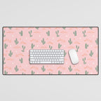 Retro hand drawn cactus plant pattern Desk Mat Gallery Image 1