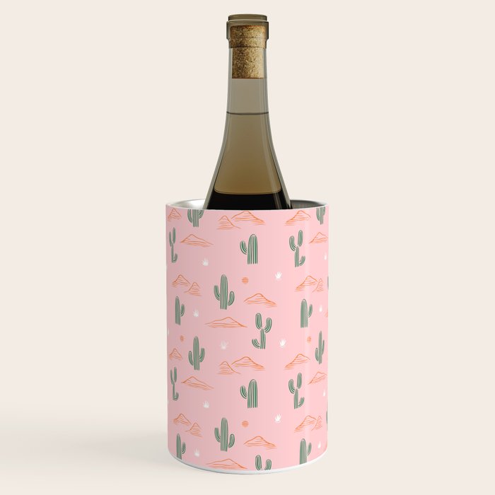 Retro hand drawn cactus plant pattern Wine Chiller Gallery Image 3